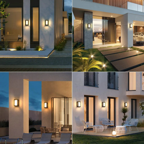 Solar Powered Outdoor Wall Light 9.8 Inch LED Sconce For Front Porch Garage Exterior Waterproof Aluminum Lantern Modern Patio Entryway Lighting Easy Install No Wiring