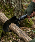 Using 16 Inch Heavy Duty Mini Shovel With Curved D Handle Portable Spade for cutting wood in forest, camping tool