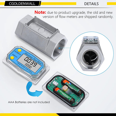 2-Inch Turbine Fuel Flow Meter Digital Readout For Diesel And Kerosene with aluminum body and LCD display components shown