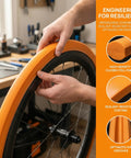 Person installing Puncture-Proof Bike Tire Inserts Run-Flat Tubeless Foam Liner For 25-32c Road Bikes on a wheel