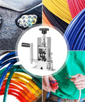 Heavy Duty Manual Adjustable Wire Stripper Machine shown alongside colorful scrap wires for efficient metal extraction.