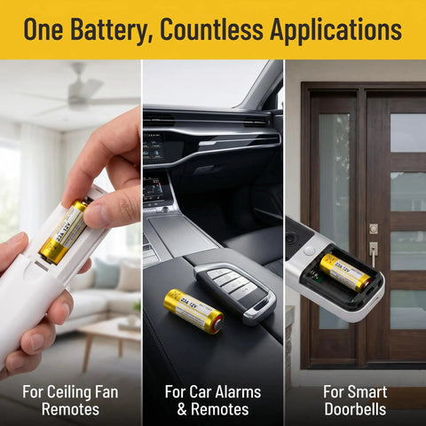 Top Tier 23A 12 Volt Alkaline Battery 5 Pack Heavy Duty Power For Remotes Garage Openers And Key Fobs in various applications.