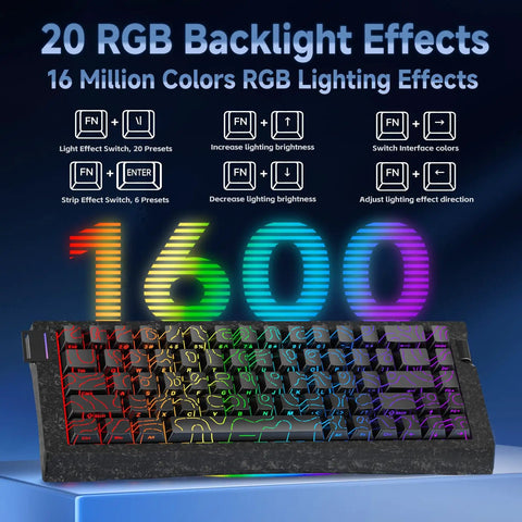 60 Percent Wired Mechanical Gaming Keyboard With Magnetic Switches 8000Hz Polling Rate 0.08Ms Latency featuring RGB backlight effects.