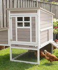 Two Story Outdoor Chicken Coop With Nesting Box And Pull Out Tray, 39.13 Inch Long Fir Wood Hen House For 1 To 3 Chickens in garden