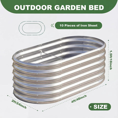 Three Pack Galvanized Raised Garden Beds 4x2x1.5 Feet Outdoor Planter Boxes For Vegetables Fruits Flowers And Plants Easy Assembly Durable Metal Construction Weather Resistant Yard Ready Silver
