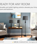 Three Piece Lamp Set With Bronze Finished Bases And Dark Herringbone Shades Includes Two Table Lamps And One Floor Lamp