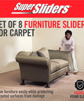 Heavy Duty Furniture Sliders For Carpet, Reusable Moving Pads help move a couch easily while protecting carpeted surfaces.