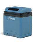 Hella Chill Thermoelectric Cooler And Warmer with secure locking lid in blue, ideal for road trips and RV use.