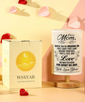 Cozy Night Light Table Lamp Gift For Mom From Daughter And Son With A Heartfelt Message On The Lampshade next to gift box