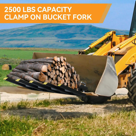 Clamp On Debris Forks For 48 Inch Bucket, 2500 Lbs Heavy Duty Fork Attachments For Skid Steer And Tractor Loader lifting logs