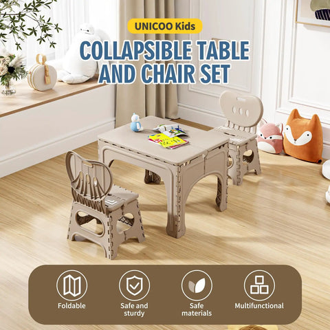 Kid Friendly Folding Table And Chairs Set Portable Foldable Activity Table For Indoor And Outdoor Use Durable Easy To Store