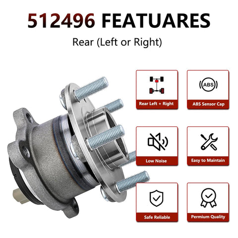 Pair Rear Wheel Bearing And Hub Assembly Replacement For 2013 2019 Ford Escape 2013 2018 Ford C Max And 2015 2019 Lincoln MKC