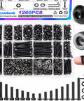 Heavy Duty M4 Screws Kit Featuring 1260 Piece Metric Bolt Assortment with hex socket screws and washers in storage box.
