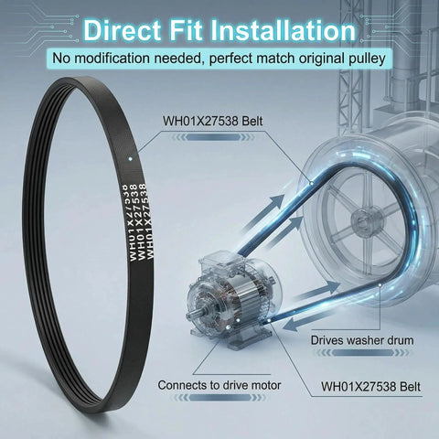 Image illustrating Durable Beefy Washer Drive Belt Replacement Fits Wide Range Of Front Load And Top Load Washers Easy Install