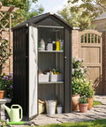 Vertical Metal Tool Cabinet With Floor Weatherproof Outdoor Storage Shed 21 Cu Ft Capacity 5.25 Ft Tall 2.5 By 2 Ft Footprint Adjustable Shelves Beefy Space Saving Organizer For Garage Garden Shed Or Patio