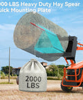 49 Inch Hay Bale Spear Attachment With Beefy 2000 Lb Capacity Quick Attach For Bobcat Tractors And Skid Steer Loaders lifting hay bale