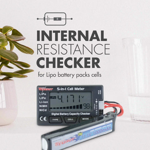 5 In 1 Battery Meter And Cell Checker For LiPo LiFePO4 Li-ion NiCd NiMH Packs, Digital Balancer And Voltage Monitor For RC Cars Drones.