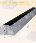 High Grade Foam Bed Rail Bumpers For Tots And Silver Folks With Heavy Duty Non Slip Base, 52" long, 7" wide, 5" tall, gray fabric.