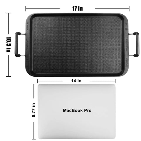17 Inch Stove Top Griddle For Gas Stoves With Warp Resistant Nonstick Surface, 2 Burner Flat Top Pan comparison with MacBook Pro
