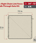 Adjustable Gate Kit For Chain Link Fence With Round Frame That Fits 24-72 Inch Openings And Up To 12 Feet Front View