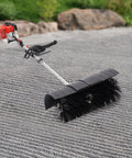 Gas Powered Handheld Sweeper Broom For Lawn Cleanup 52cc 2 Stroke Engine Two Point Three HP Portable Gasoline Powered Sweeping Machine With Fuel Tank Built To Last Durable ABS Aluminum Build Easy Start And Debris Removal. Used on gravel