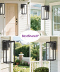 Lit Outdoor Wall Lantern Sconce 13.4 Inch Tall Anti Rust Metal Frame Weatherproof Exterior Light for front door mount.