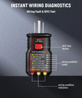 Circuit Breaker Finder With LCD Display And GFCI Outlet Tester For 90 To 130V AC Systems, Quick Wire Locator, NCV Non Contact Voltage Test, Built In Flashlight, Includes Carrying Case And Alligator Clips, black plug-in tester with GFCI labels