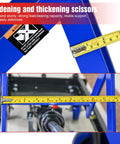 Heavy Duty Hydraulic Lift Trolley And Fold Down Rolling Table Cart For Auto Shops Features Quick Release Platform showing sturdy measuring features.