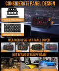 Beefed-Up 8 Gang Toggle Switch Panel With RGB Backlit and icon stickers, weather resistant in various conditions.
