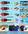 Inflatable Paddle Board Pump Adapter Kit With Boat Standard Valve Converters And Nozzle Set for SUP, kayak, and pool toys.