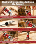 Illustrated instructions for the 14 Piece Countersink Drill Bit Set With Self Locking Quick Adjust Depth Tct Steel Hss Bits.
