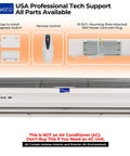 36 Inch Slim Indoor Air Curtain FM-1209T Delivers 1100 CFM Of Power With Quiet Operation, Includes Remote, Magnetic Switch, 120V