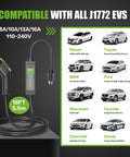 Level 2 Portable EV Charger 16A 240V With NEMA 6-20 Plug, 18 Ft Cable, LCD Screen, J1772 Compatible for multiple car brands