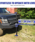 48 Inch Utility Farm Jack 6600 Lb High Lift Ratcheting Off Road Jack lifting SUV bumper on rough terrain