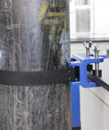 Bench Mount Cylinder Bracket for Gas Cylinders and Canisters, heavy-duty clamp securing tank to table in lab setup