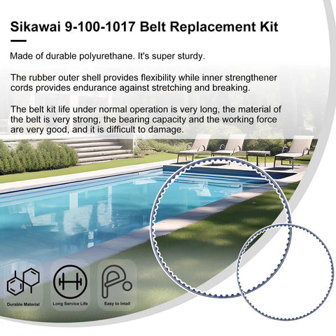 Upgraded 360 380 Pool Cleaner Belt Replacement Kit Fits Polaris 360 And Polaris 380 Robotic Cleaners shown by a pool