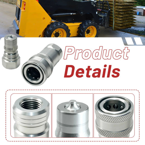 No Nonsense Direct Replacement 7J612-66323 And K2581-66220 Hydraulic Quick Coupler Set shown with tractor