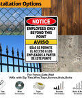 Employees Only Beyond This Point Sign Bilingual No Customers Allowed In Work Area Door Sign 10x7 Inch Aluminum on fence
