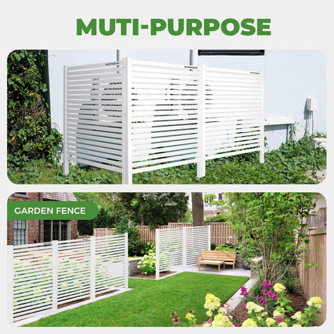 Outdoor Privacy Fence Panels 36 By 45 Inches White Vinyl 2 Pack No Fuss Install Privacy Screen for AC Units and Garden