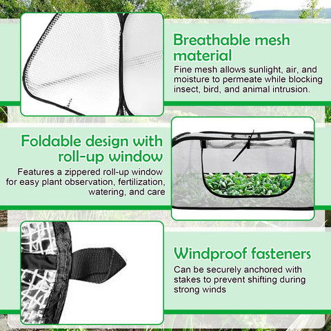 Pop Up Garden Mesh Cover For Raised Beds 45 By 18 By 20 Inches Plant Protector Cage details with breathable mesh and fasteners