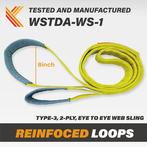 2 Inch By 4 Foot Heavy Duty Lifting Straps Set Of 2 Pairs Webbing Sling Rigging with 8-inch reinforced loops for secure load