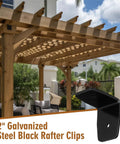 Heavy Duty Black Rafter Clips And Hurricane Brackets With Screws, Tough As Nails Galvanized Steel Beam Ties, 50 Piece Kit For Lumber Pergolas Timber Beams And Ceiling Joists, 2 inch black clip on pergola