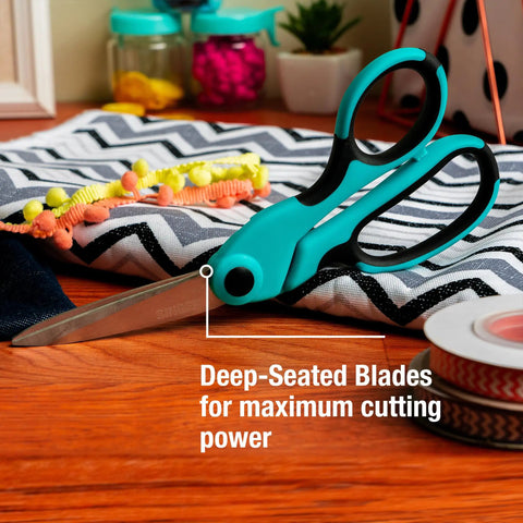 Heavy Duty Bent Fabric Scissors 8.5 Inch With Comfort Grip For Sewing And Crafting, pro grade shears cutting layered fabric