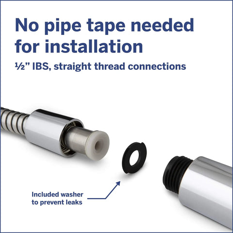 Ultra Flexible Replacement Metal Shower Hose, Extra Long 96-Inch Chrome Finish, kink-resistant connection with included washer.