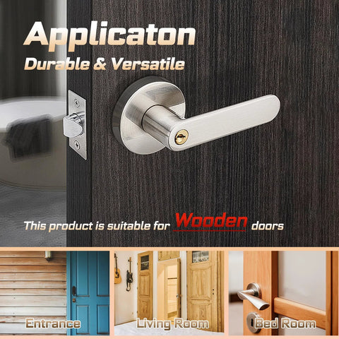 Door Lock Installation Kit For Wooden Doors With Guide Template And Carbon Steel Hole Saw Set, Includes Three Eighths Inch Triangle Shank Arbor, One Inch And Two And One Eighth Inch Hole Saws, Red Finish installed on wooden door