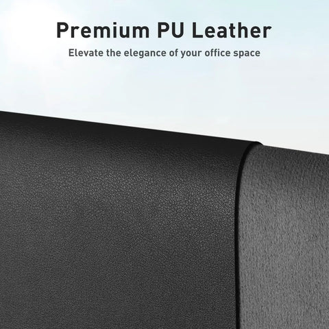 Close-up of a black Non Slip Waterproof PU Leather Desk Pad Protector for Mouse and Laptop 23.6 by 13.7 inches