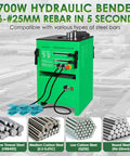 Beefy 1700W Hydraulic Rebar Cutter And Bender 2 In 1 Tool for cutting and bending steel rods with size range 6-25mm