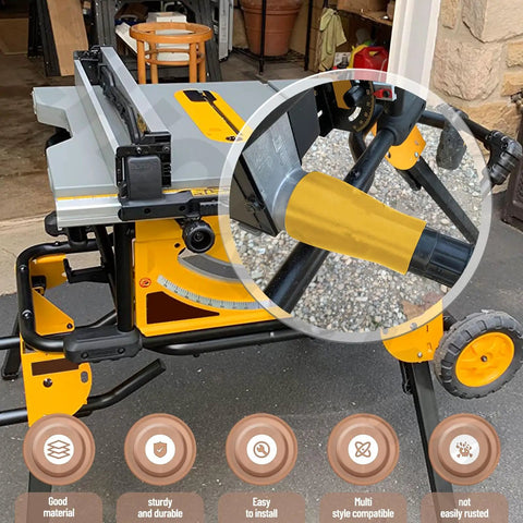 Yellow Table Saw Vacuum Adapter Connects Two And A Half Inch Table Saw Outlet To One And Seven Eighths Inch Shop Vac Hose