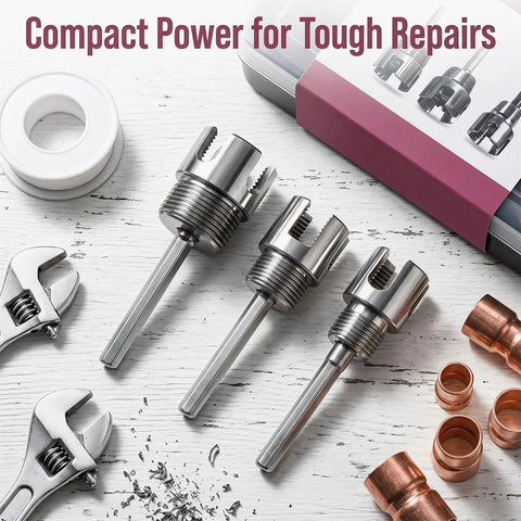 DIY Ready PVC Pipe Threader Kit With Half Inch Three Quarter Inch And One Inch NPT Dies alongside tools