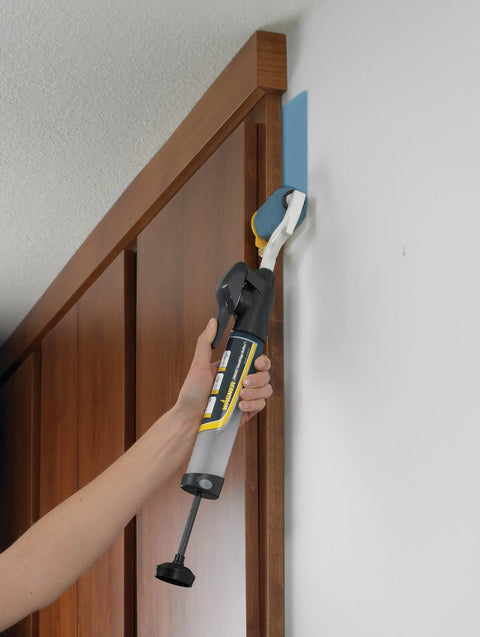 Using Smart Edge 3 Inch Mini Paint Roller Kit With No Tray Design for precise edge trim along wooden cabinet.